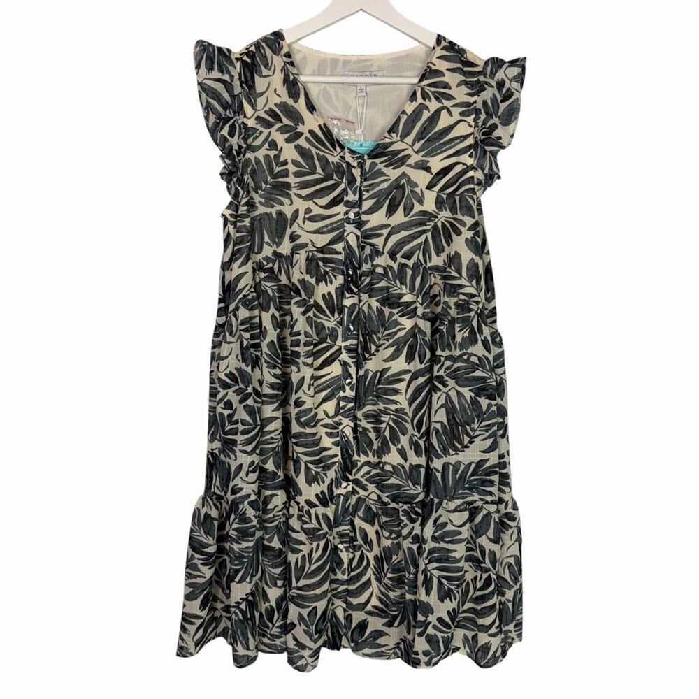 Hayden Botanical Print Ruffle Dress size Large NEW
